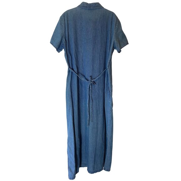 Robbie Bee Denim Button-Down Dress Short Sleeve 100% Cotton Blue Size 14 - Picture 2 of 12